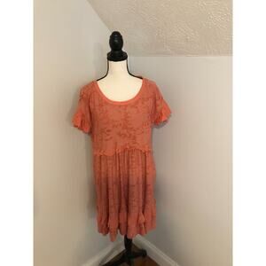 by Anthropologie Pink Ruffle Knit Mini Dress - Size Small